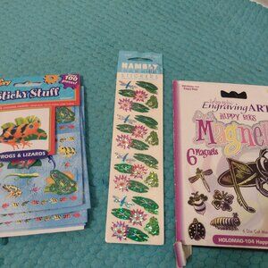 NEW lot of 3 frog / insect theme stickers and magnet craft packs